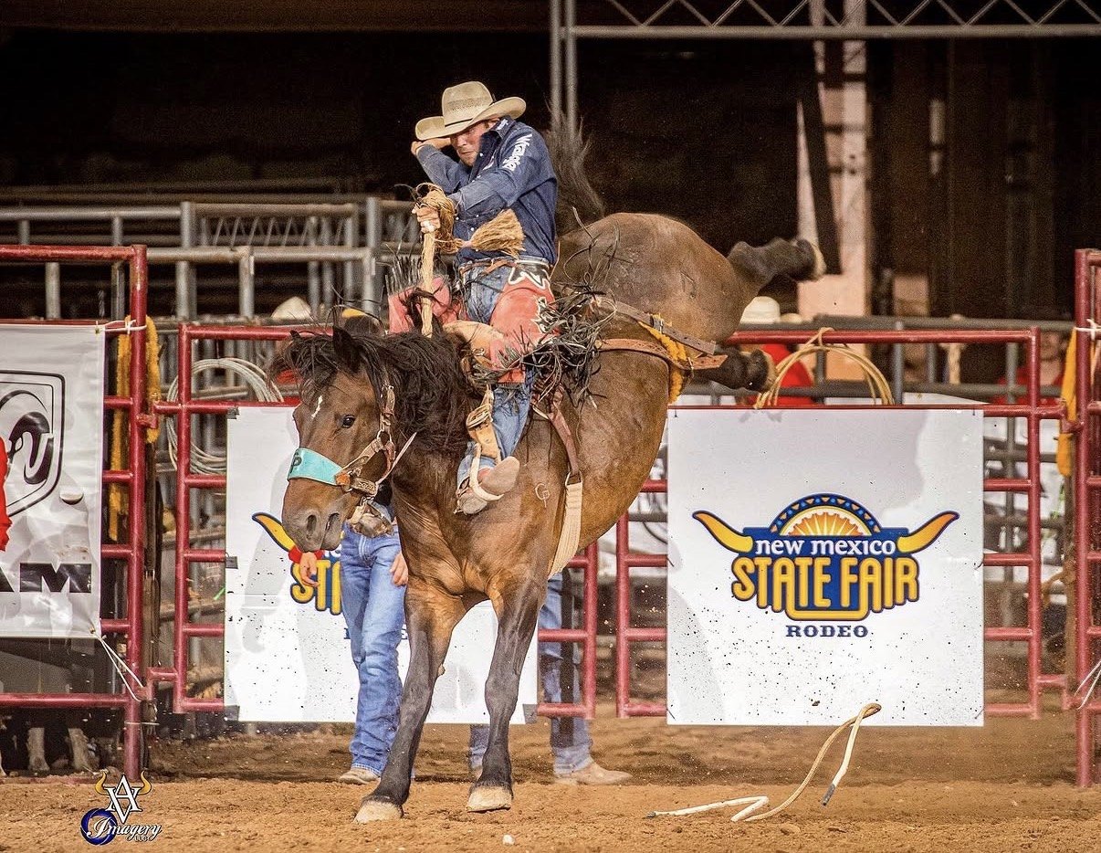 Chance West riding at the New Mexico State Fair Rodeo
